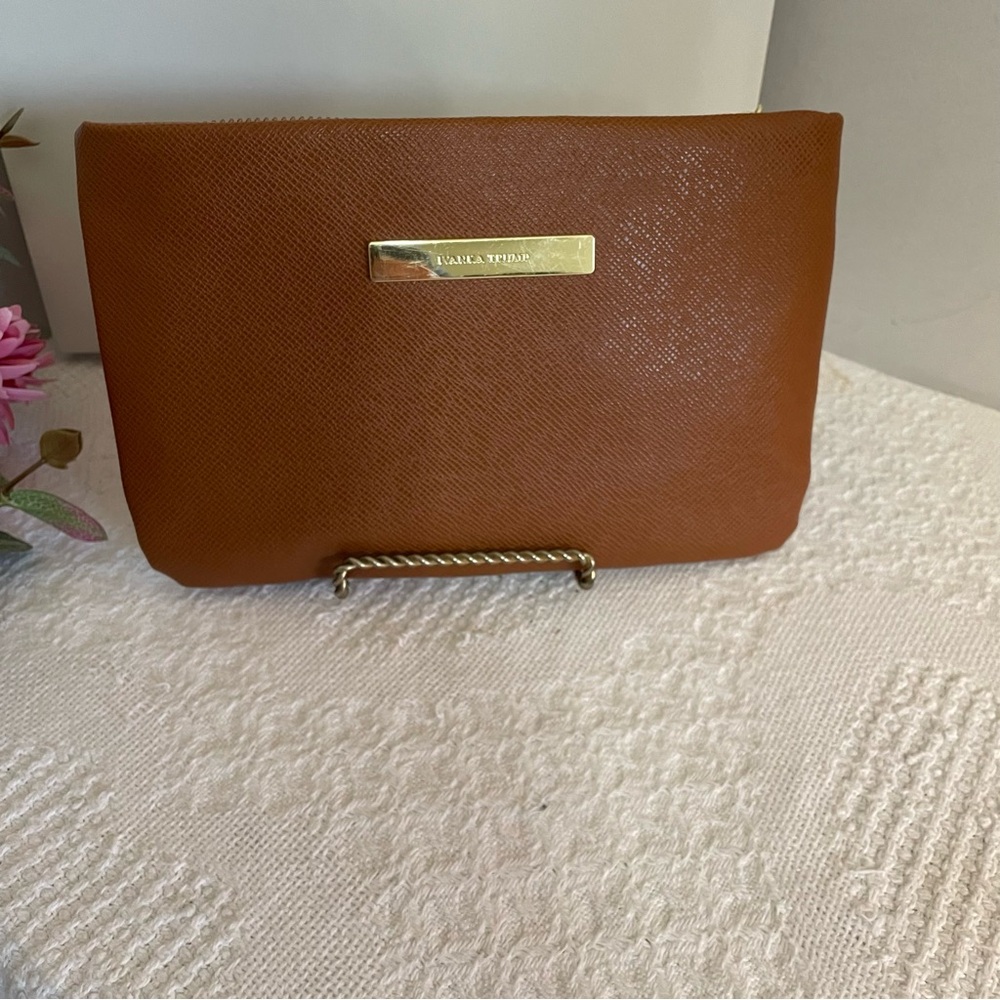 Ivanka Trump Tan Clutch with Gold Accent